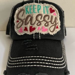 Black Vintage Distressed Ballcap “Keep it Sassy”